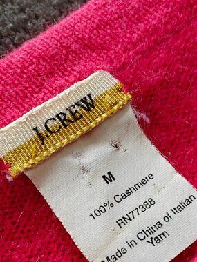 100 percent cashmere bright coral raw-edge crewneck